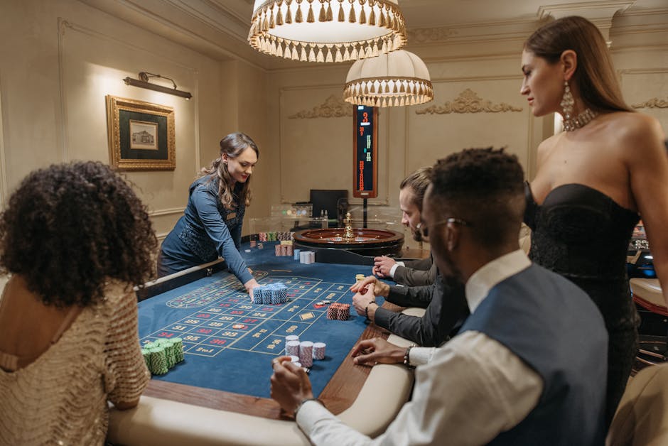 Roulette wheels and gaming tables with professional dealers